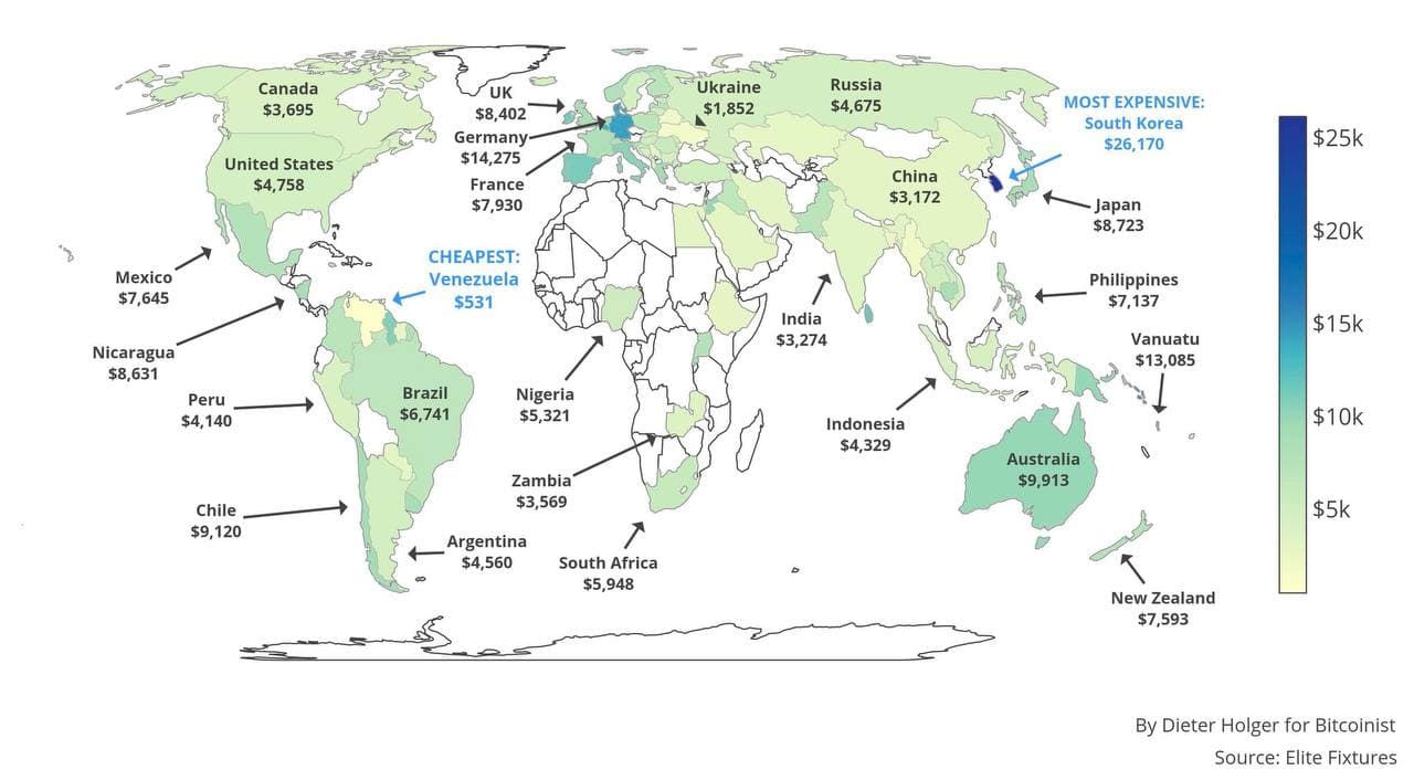 The electricity costs to mine 1 Bitcoin  worldwide in US dollars.jpg