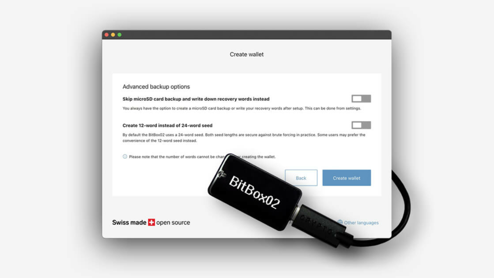 BitBox02 маха задължителния бекъп на SD карта